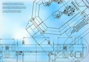 Entwurf. Vektor-Engineering-Illustration. Abdeckung, Flyer, Banner, Hintergrund. Zeichnungen des Instrumentenbaus. Maschinenbau Zeichnung. technische Illustrationen vektor