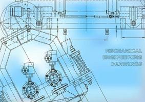 Entwurf. Vektor-Engineering-Illustration. Abdeckung, Flyer, Banner, Hintergrund. Zeichnungen des Instrumentenbaus. Maschinenbau Zeichnung. technische Illustrationen vektor