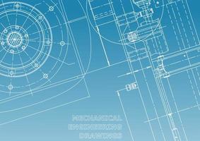 Computergestützte Konstruktionssysteme. technische Illustrationen, Hintergründe. Maschinenbau Zeichnung. Maschinenbauindustrie. Instrumentenbauzeichnungen vektor