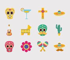 isolierte mexikanische Icon Set Vektordesign