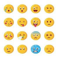 bunt av emojis ansikten set ikoner vektor