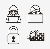 Bündel von Cyber-Sicherheitsset-Icons vektor