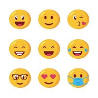 bunt av emojis ansikten set ikoner vektor