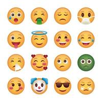 Bündel von Emojis-Gesichtern stellen Icons ein vektor