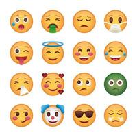 bunt av emojis ansikten set ikoner vektor