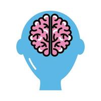 Profil mit menschlicher Gehirnlinie und Füllstilsymbol vektor
