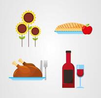 Happy Thanksgiving Day Icon Set Vektordesign vektor