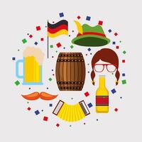 Oktoberfest-Feier mit Set-Icons vektor