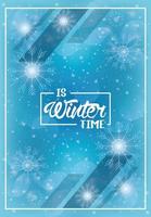 vinter affisch blå med snöflingor mönster vektor