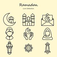 ramadan redigerbar ikoner uppsättning översikt stil vektor
