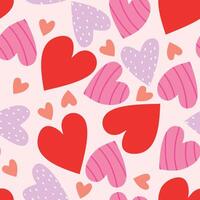 valentines fint hjärta hand dragen sömlös mönster bakgrund vektor
