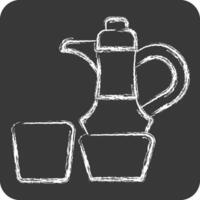 Symbol Kaffee. verbunden zu Katar Symbol. Kreide Stil. einfach Design Illustration. vektor