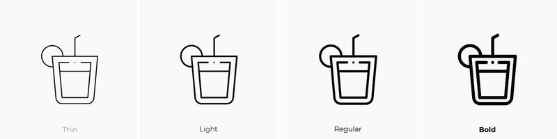 Orange Saft Symbol. dünn, Licht, regulär und Fett gedruckt Stil Design isoliert auf Weiß Hintergrund vektor