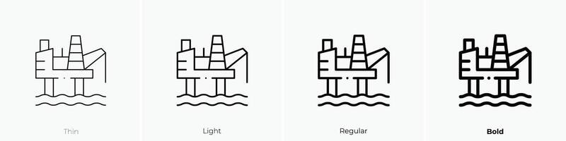 Öl Plattform Symbol. dünn, Licht, regulär und Fett gedruckt Stil Design isoliert auf Weiß Hintergrund vektor