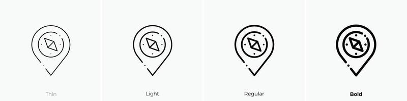 Orientierung Symbol. dünn, Licht, regulär und Fett gedruckt Stil Design isoliert auf Weiß Hintergrund vektor