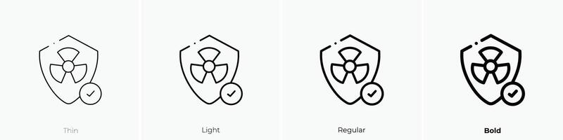 nuklear Symbol. dünn, Licht, regulär und Fett gedruckt Stil Design isoliert auf Weiß Hintergrund vektor