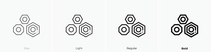 Nüsse Symbol. dünn, Licht, regulär und Fett gedruckt Stil Design isoliert auf Weiß Hintergrund vektor