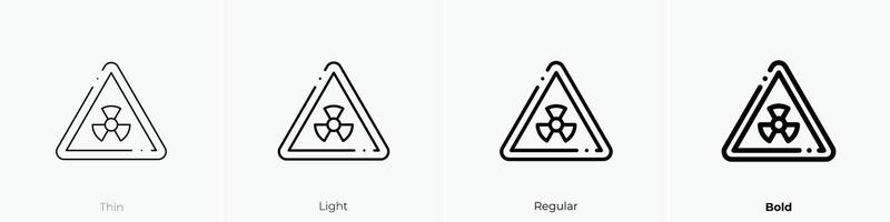 nuklear Symbol. dünn, Licht, regulär und Fett gedruckt Stil Design isoliert auf Weiß Hintergrund vektor