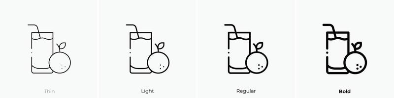 Orange Saft Symbol. dünn, Licht, regulär und Fett gedruckt Stil Design isoliert auf Weiß Hintergrund vektor