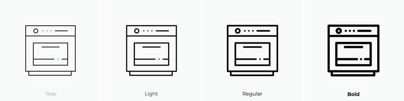 Ofen Symbol. dünn, Licht, regulär und Fett gedruckt Stil Design isoliert auf Weiß Hintergrund vektor