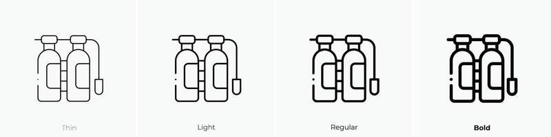 Sauerstoff Tube Symbol. dünn, Licht, regulär und Fett gedruckt Stil Design isoliert auf Weiß Hintergrund vektor