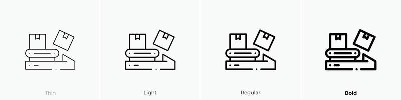 Verpackung Symbol. dünn, Licht, regulär und Fett gedruckt Stil Design isoliert auf Weiß Hintergrund vektor