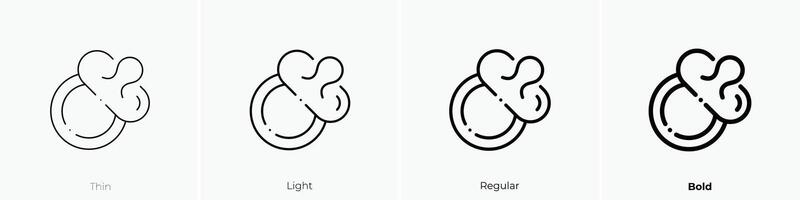 Schnuller Symbol. dünn, Licht, regulär und Fett gedruckt Stil Design isoliert auf Weiß Hintergrund vektor