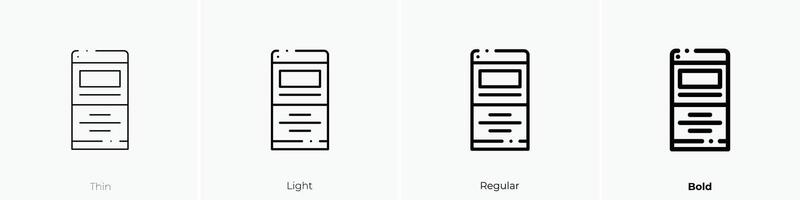 Seite Symbol. dünn, Licht, regulär und Fett gedruckt Stil Design isoliert auf Weiß Hintergrund vektor