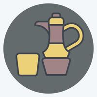 Symbol Kaffee. verbunden zu Katar Symbol. Farbe Kamerad Stil. einfach Design Illustration. vektor