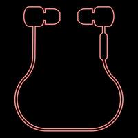 Neon- Vakuum Kopfhörer verdrahtet kabellos rot Farbe Vektor Illustration Bild eben Stil