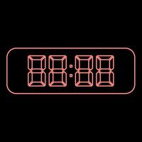 Neon- Digital Tabelle Uhr elektronisch Anzeige Schreibtisch Uhr rot Farbe Vektor Illustration Bild eben Stil