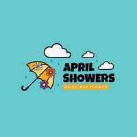 april duschar illustration med häftig stil vektor