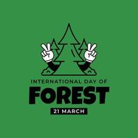 International Tag von Wald Illustration mit groovig Stil vektor