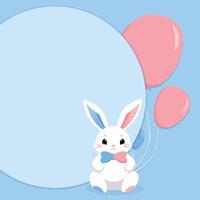 bebis dusch eller kön fest kort. inbjudan kön fest. söt kanin och ballonger. vektor illustration. baner, bakgrund för fira bebis dusch