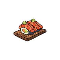 isolera sashimi sushi japansk mat platt stil illustration vektor