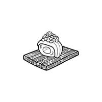 schwarz und Weiß isolieren Sashimi Sushi japanisch Essen eben Stil Illustration vektor