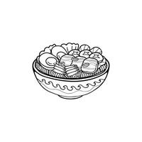 schwarz und Weiß isolieren suki Yaki japanisch Essen eben Stil Illustration vektor