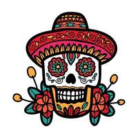 isolieren Calavera Mexikaner Schädel Hand gezeichnet Illustration auf Hintergrund vektor