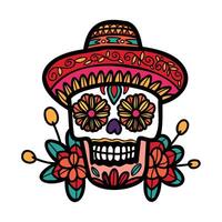 isolera calavera mexikansk skalle hand dragen illustration på bakgrund vektor