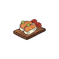 isolera räka sushi japansk mat platt stil illustration vektor