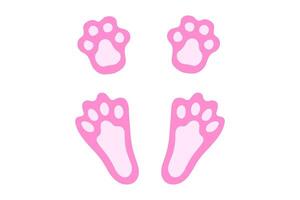 rolig rosa kanin eller hare Tass fotspår. söt Tass grafik av påsk kanin. tecknad serie katt Tass grafik i rosa. isolerat på vit bakgrund. begrepp av djur- spår. ikon, symbol, skriva ut, vykort vektor