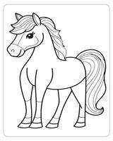 häst vektor, häst färg sidor, svart och vit djur vektor