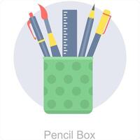 Bleistift Box und Bleistift Symbol Konzept vektor