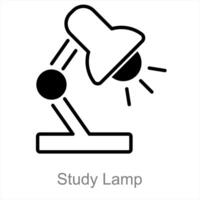 Studie Lampe und Schreibtisch Symbol Konzept vektor