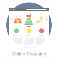 online Einkaufen und online Symbol Konzept vektor
