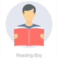 läsning pojke och läsa ikon begrepp vektor