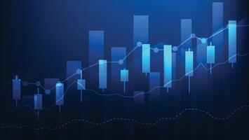 Wirtschaft Wachstum und Finanzen Konzept. Lager Markt Graph mit Bar Diagramm auf Blau Hintergrund vektor