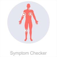 symptom checker och checker ikon begrepp vektor