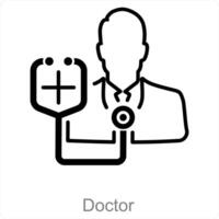 läkare och scrubs ikon begrepp vektor