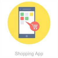 Einkaufen App und Handy, Mobiltelefon Symbol Konzept vektor